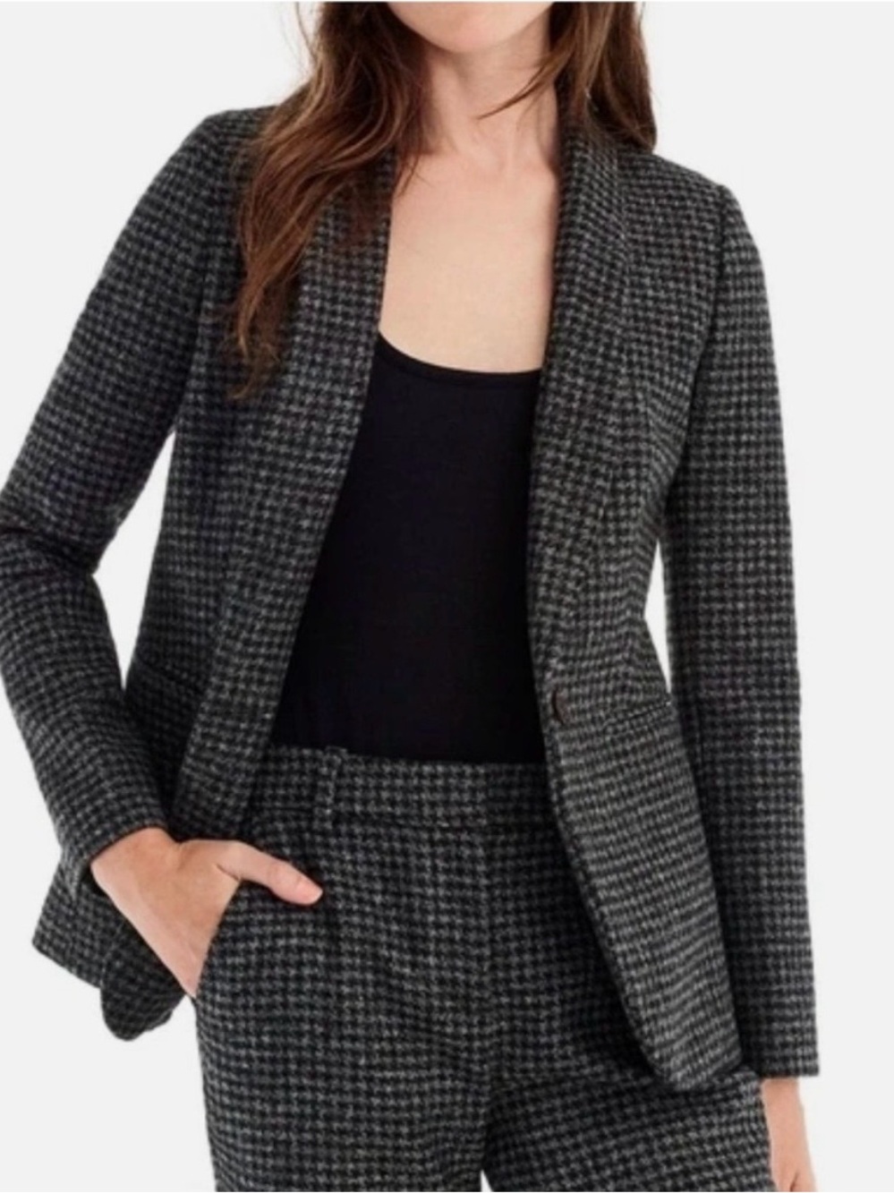 J. Crew Parke Houndstooth Wool Blazer Jacket Gray / Black